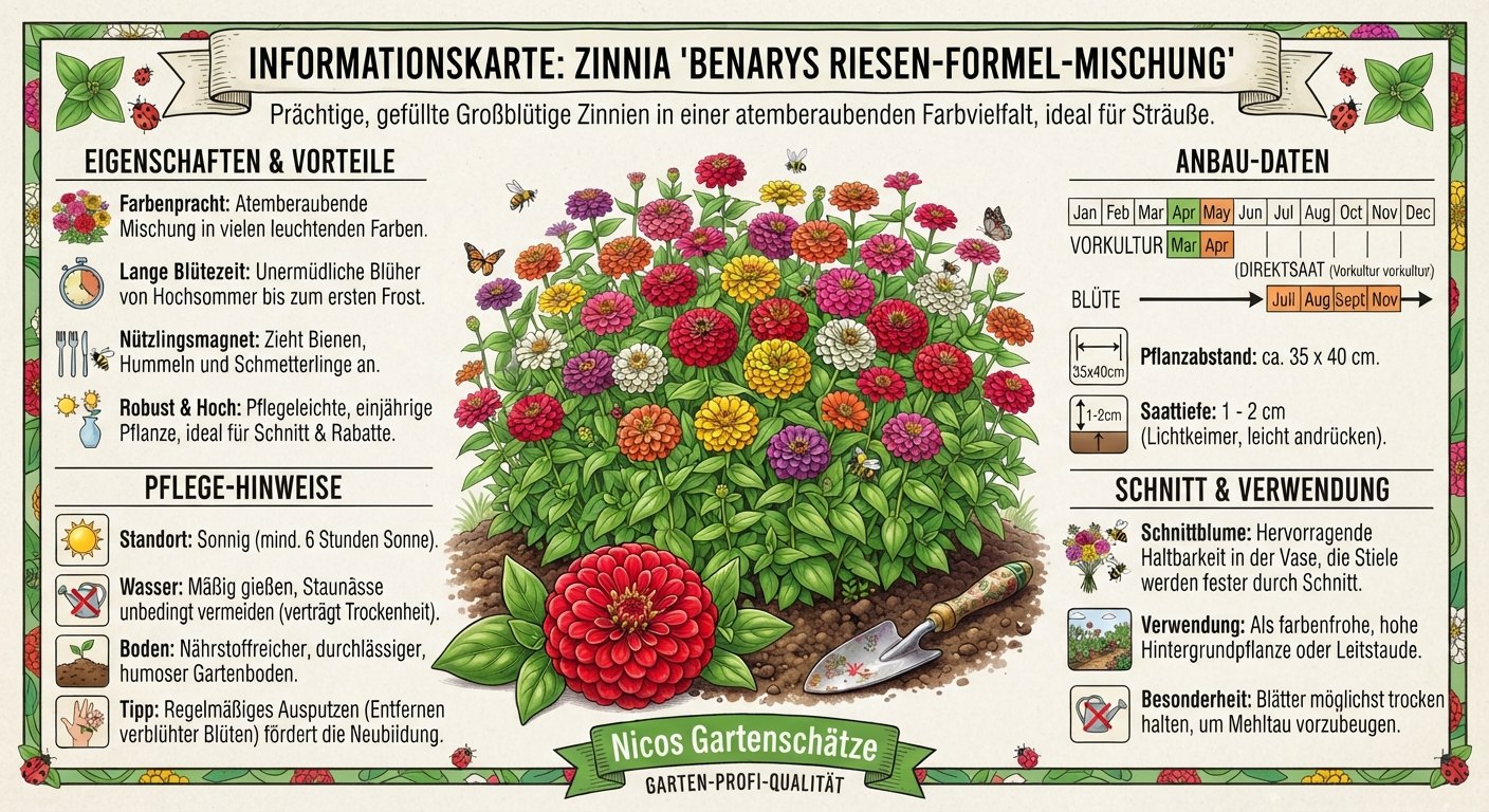 Riesen Zinnia Dahlienbluetige Prachtmischung